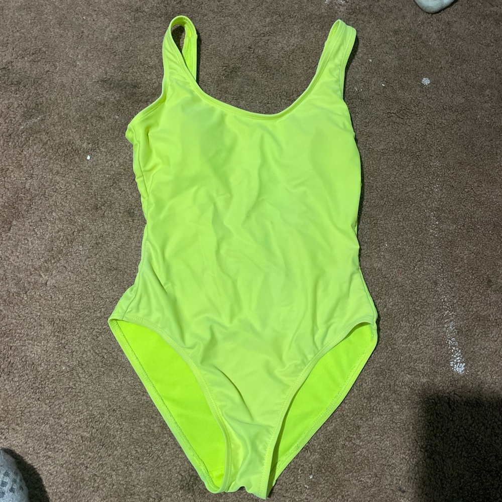 Neon Green Kids One Piece Swimsuit
